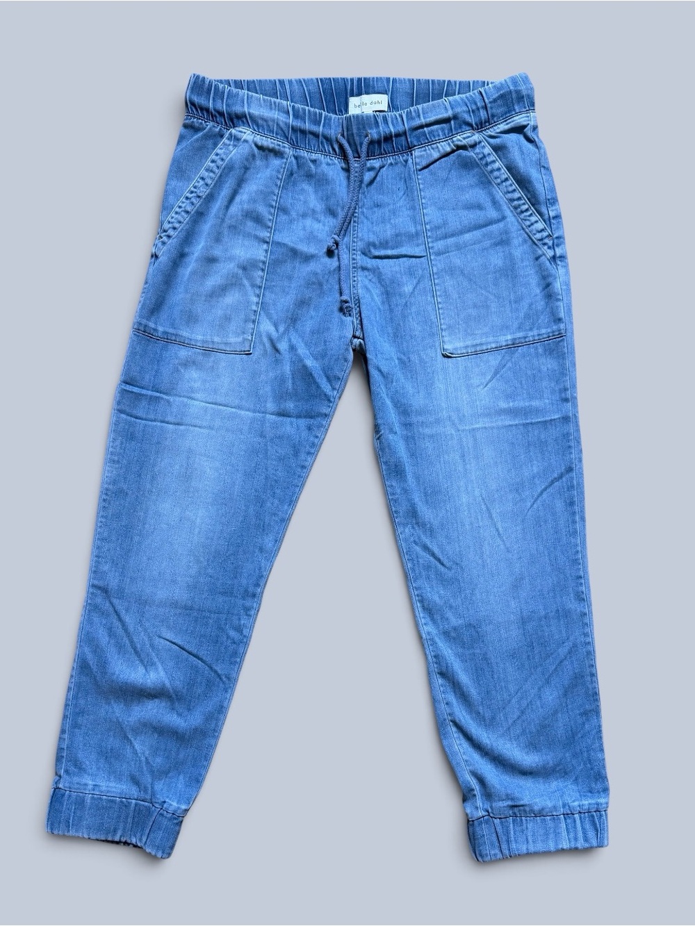 Bella Dahl Soft Denim Pocket Joggers Size Large EUC Drawstring Elastic Waist